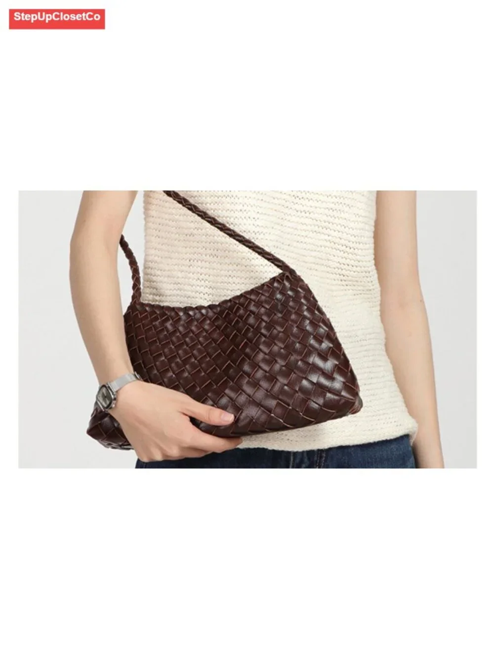 Slouchy Woven Hobo Bag - Suede Faux Leather Shoulder Purse Tote Travel Handbag